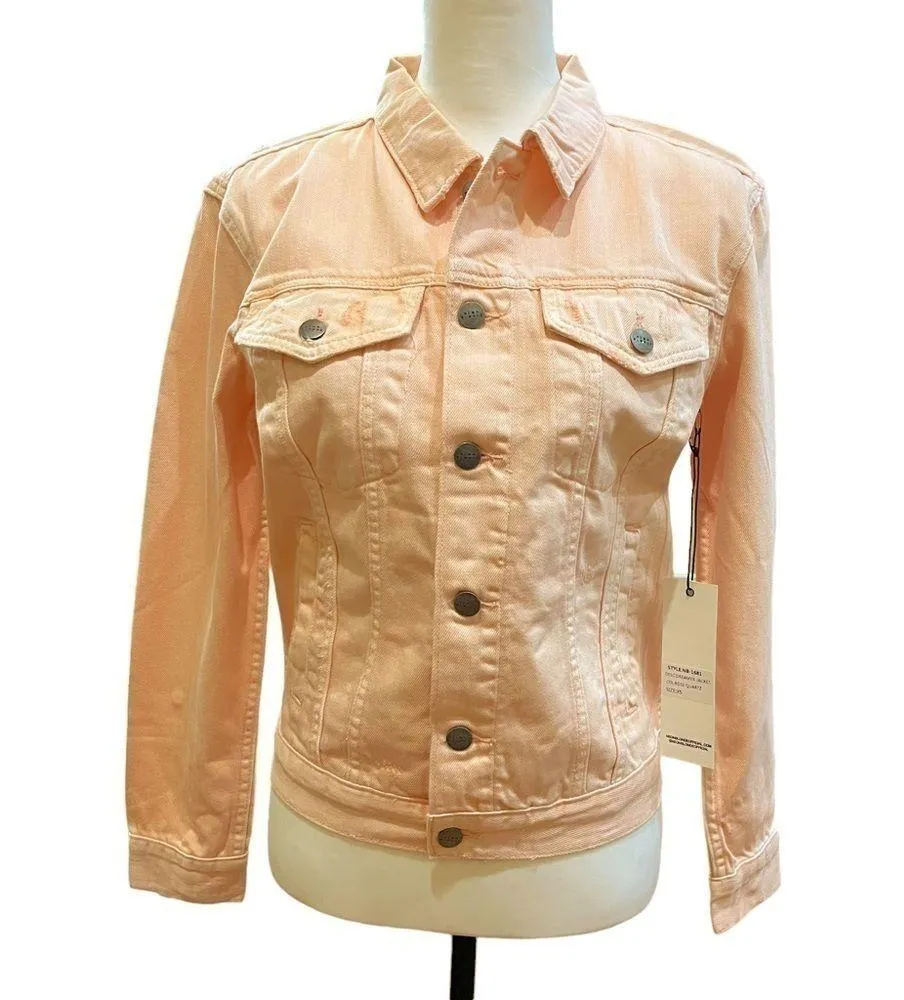 Neon Blonde NWT Women’s Size XS Pink Denim Jacket Pastel “Dreamer” Distressed - Image 4