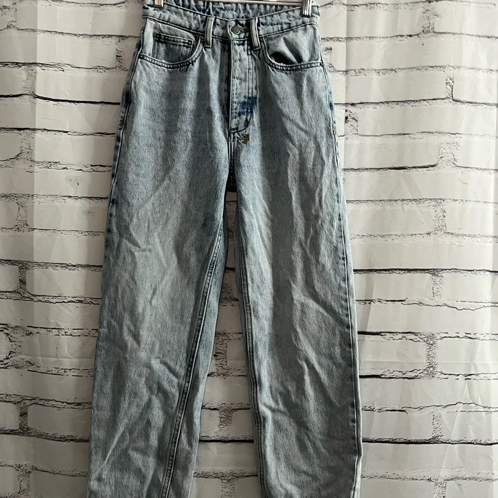 Ksubi Light Wash Straight Leg Jeans SZ 25 100% Cotton High Rise Denim Button Fly - Image 5