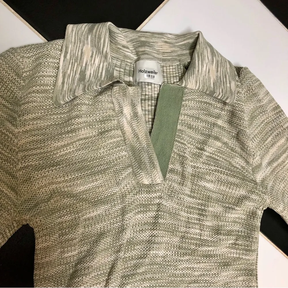 Holzweiler Knit Polo Collar Top Short Sleeve Green Spacedye Smooth Preppy sz Med - Image 7