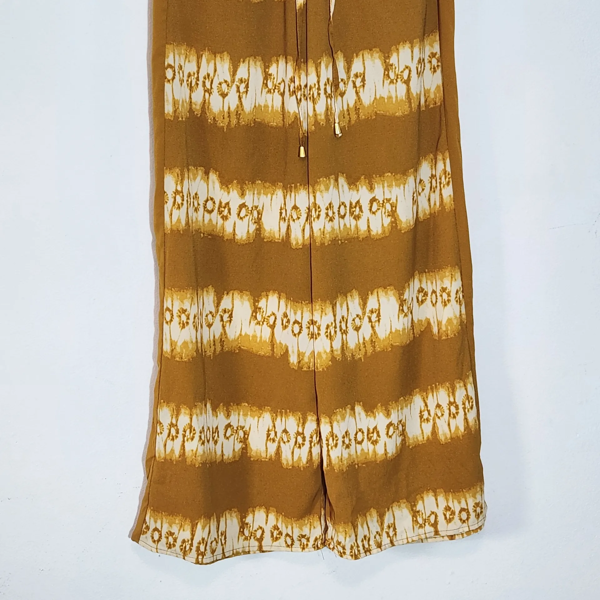 H&M Pull-on Mustard Gold Boho Wide Leg Pants Size 8 Casual Yellow Pants - Image 3