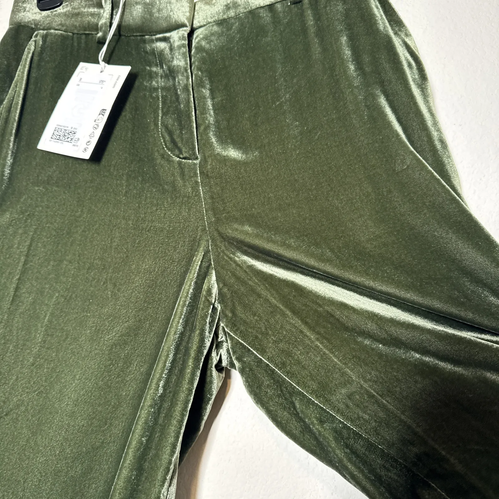 COS Green Silk Blend Velvet Straight Leg Pants Trousers Size 4 Small NWT - Image 8