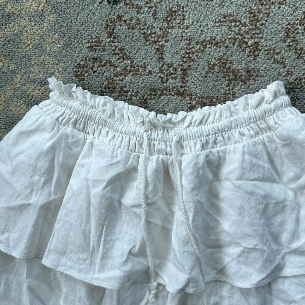Stoney Clover Lane Linen Ruffle Skirt White Small - Image 6