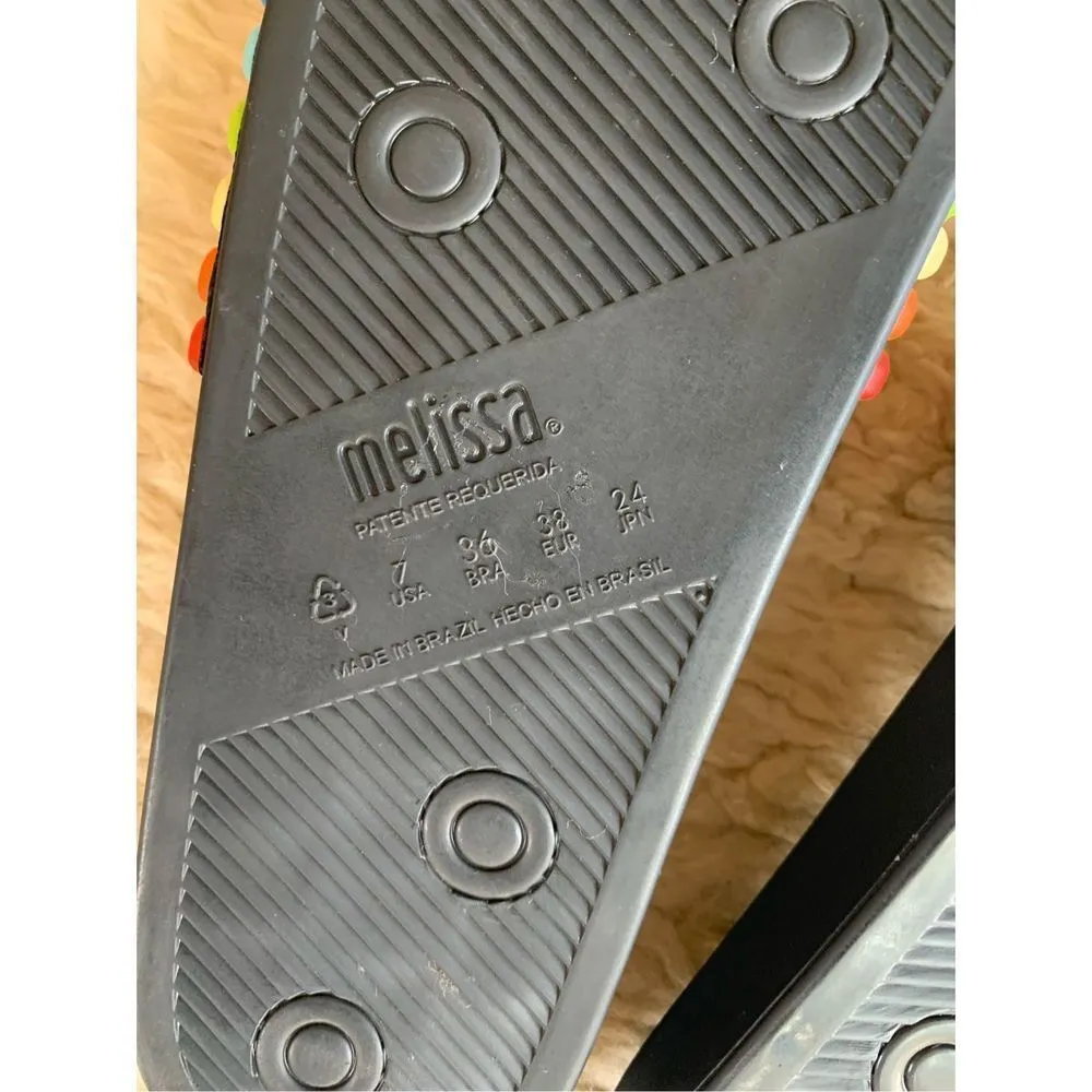 Melissa Rainbow Beach Slide Black Rainbow Size 7 - Image 9