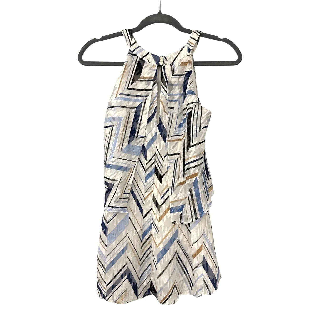 White House Black Market White Shimmer Petunia Burnout Halter Layered Top Size 0 - Image 2