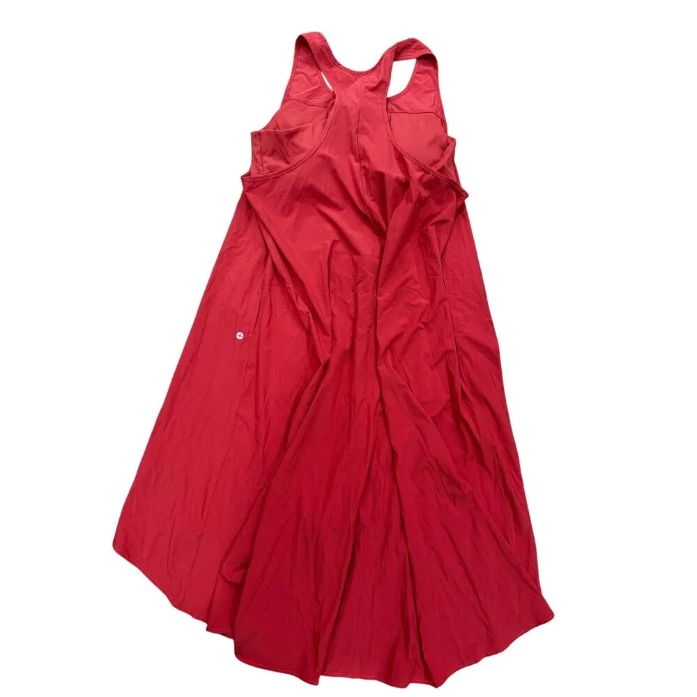 Halara Breezeful Pocket High Low Flowy Quick Dry Casual Dress Kapok Red 1X - Image 3