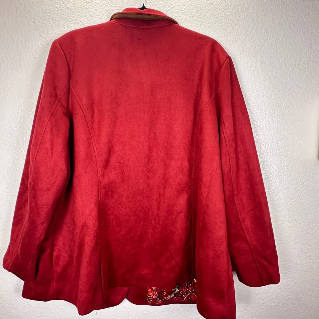 Isaac Mizrahi Vibrant Red Faux Suede Blazer - Image 3