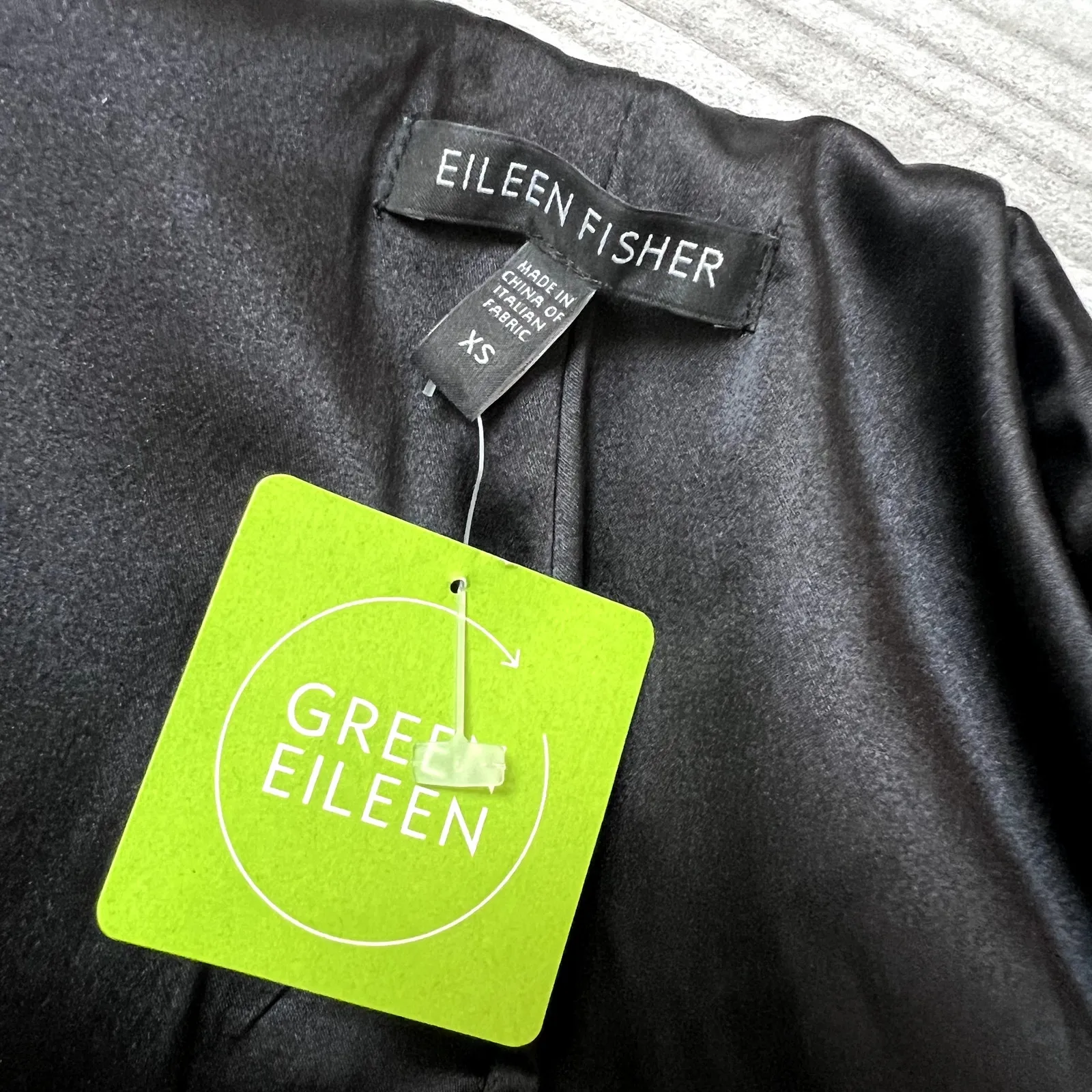 Eileen Fisher Green Ramie Silk Zipper Fitted Stretch Jacket XS NWT - Image 6