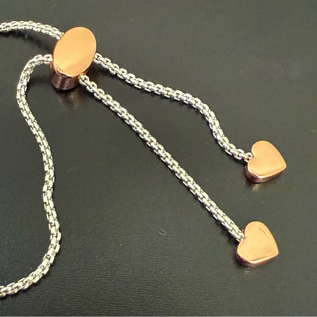 DISNEY Unwritten Crystal Mickey & Minnie Mouse Rose-gold plated Hearts Bracelet - Image 5