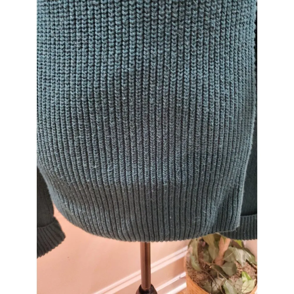 Calson Women's Green Cotton Long Sleeve Mock Neck Pullover Knit Sweater Small - Image 5
