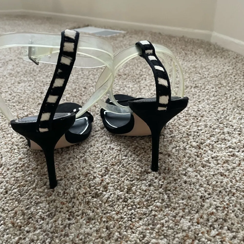 Zara Animal Print Suede Stiletto Heels Zebra European Size 37. - Image 6