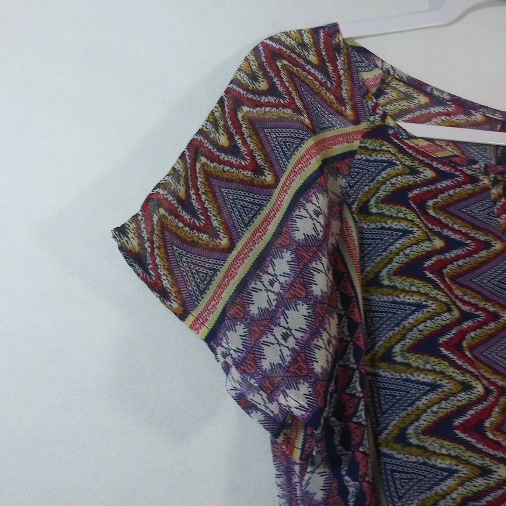 Patrons Of Peace Boho Multi Color Geometric Maxi Dress Size XS - Image 6