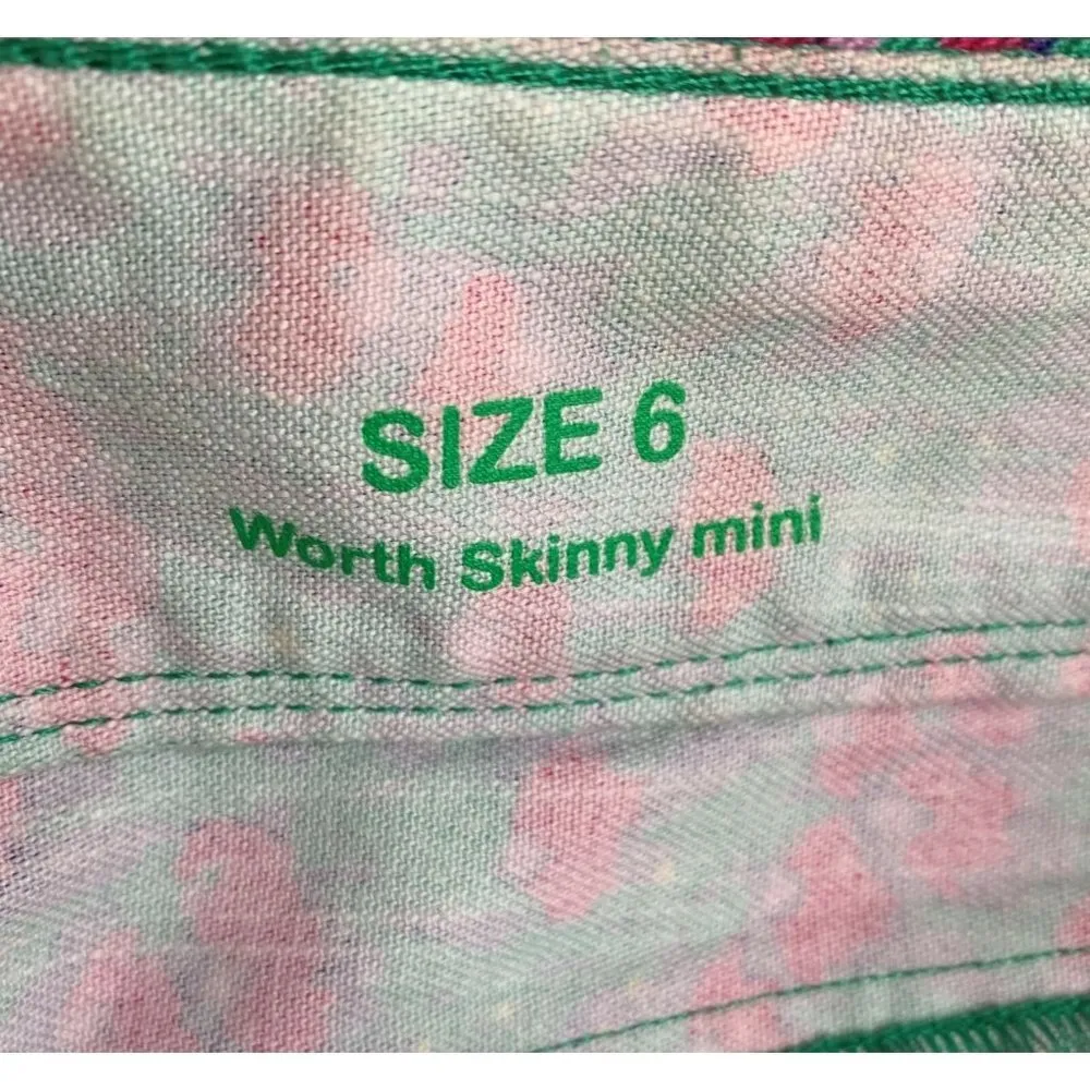 Lilly Pulitzer Worth Skinny Mini Jeans Green and Pink Floral Cotton Size 6 - Image 7