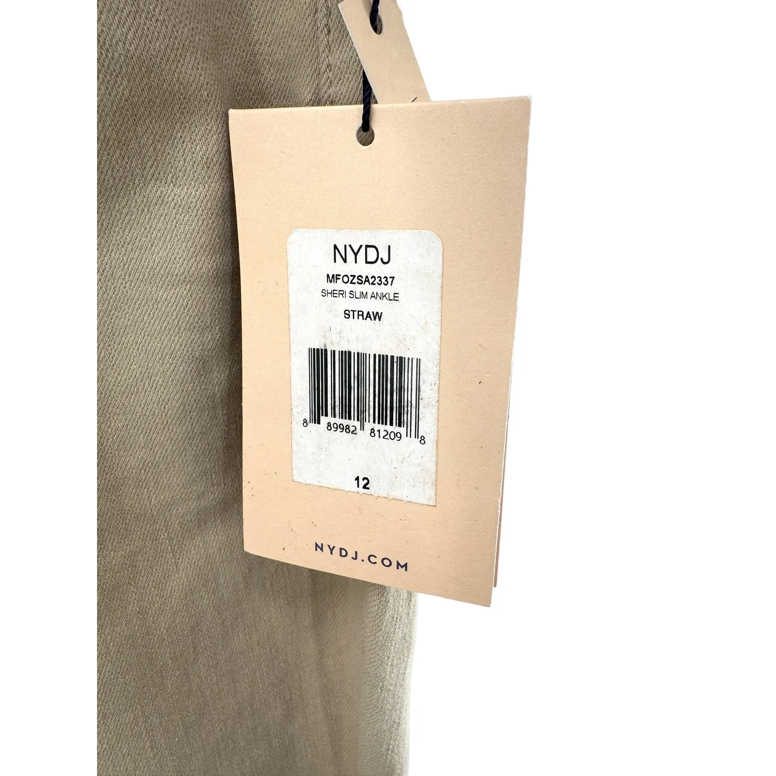 NYDJ Sheri Slim Ankle Jeans Straw Beige Khaki Stretch Lift Tuck NWT Womens Sz 12 - Image 4