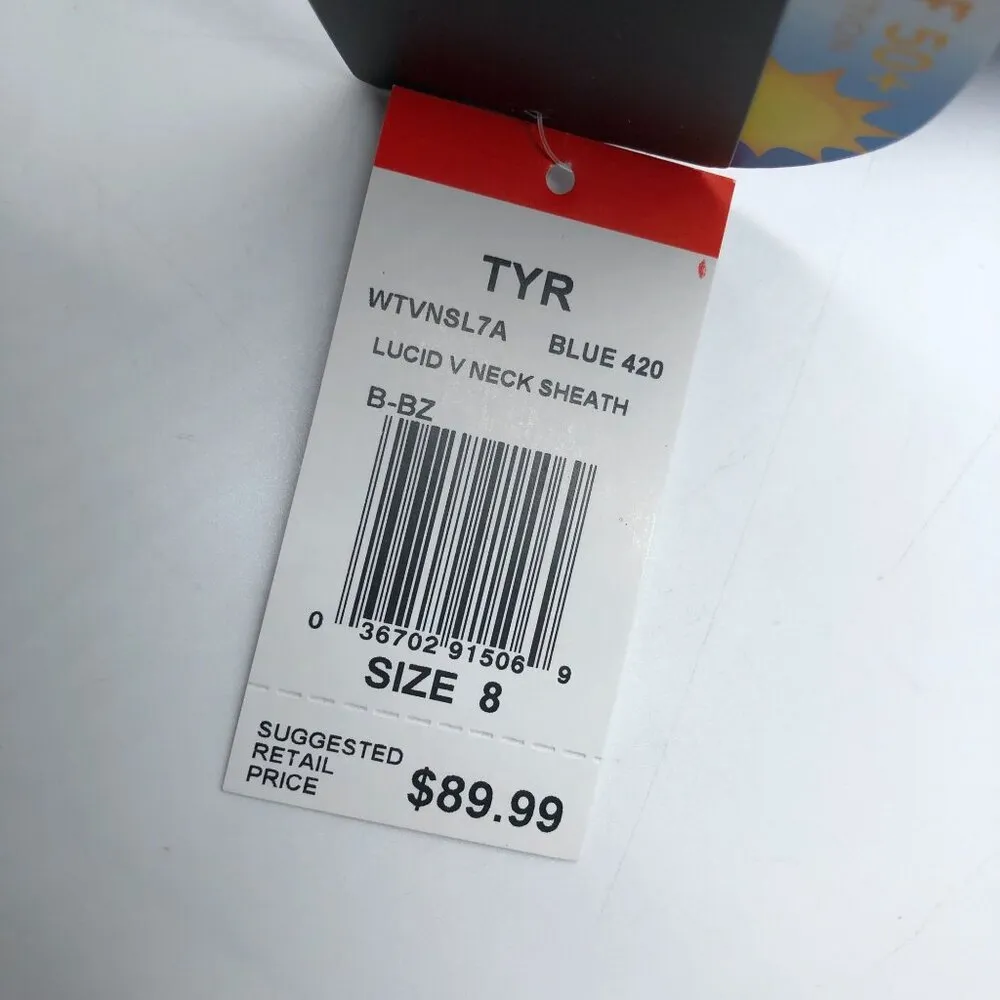 TYR Womens Lucid V-Neck Sheath One Piece Swimsuit Swimdress Blue 8 - Image 6