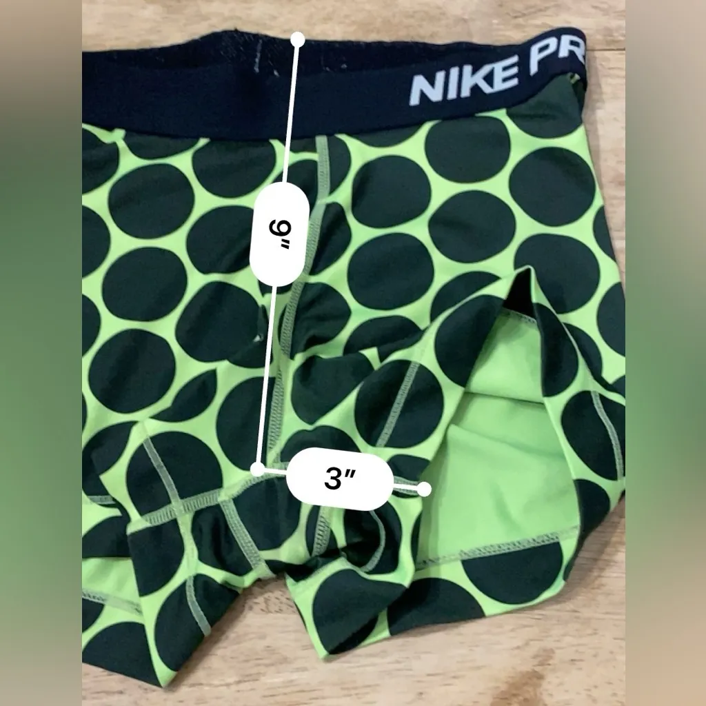 Nike Pro Women’s 3” Shorts Sz S‎ in Bright Green/Black Polka Dot - Image 8