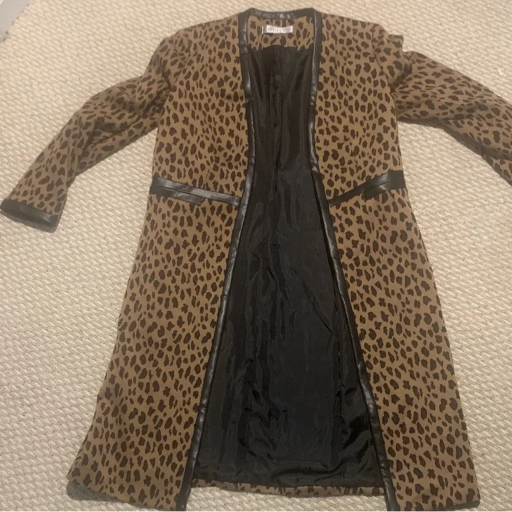 Kasper  Leopard Print Trench Coat leather trim size 6 - Image 6