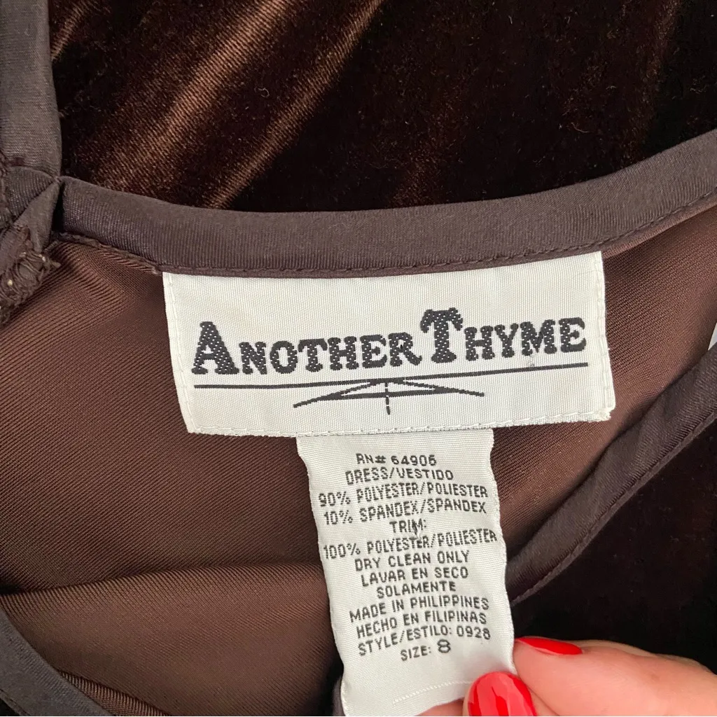 Vintage Brown Velvet Dress Midi Bodycon Fall Witchy Gothic Whimsy 90s Gala Y2K 8 - Image 8