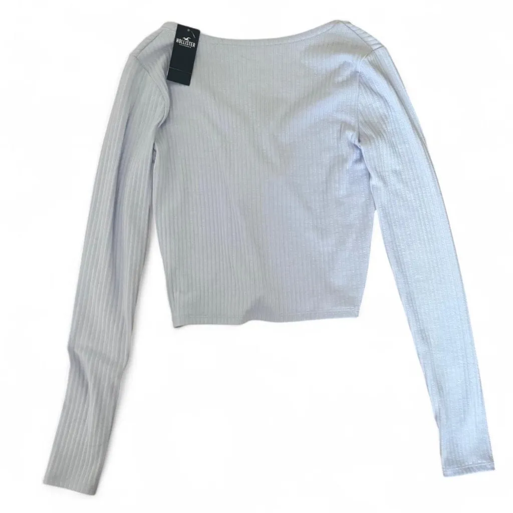 hollister light blue tie-front cardigan - Image 5