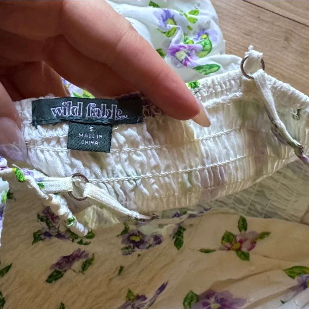 Wild Fable Floral Spaghetti Strap Dress - Purple and Green - Image 3