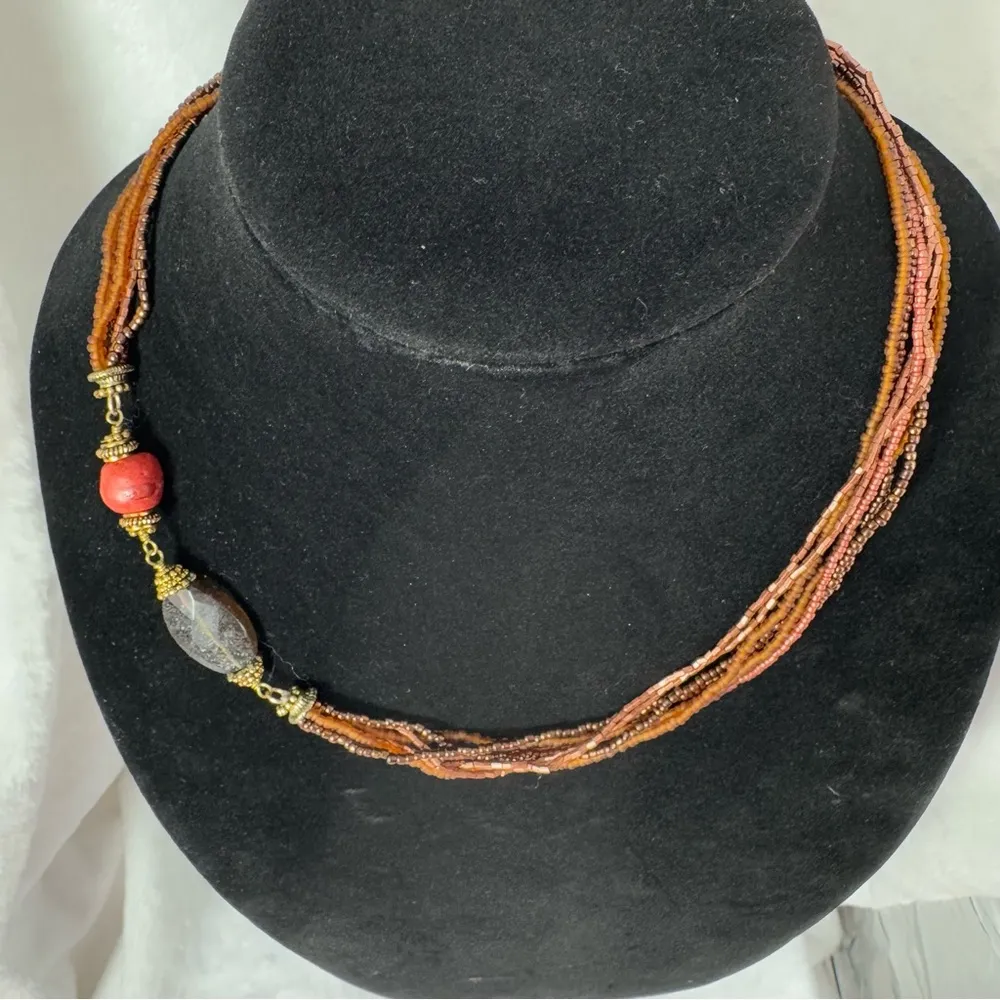 Coldwater Creek Side Stationed Beaded Multi Strand Necklace Genuine Stones - Image 4