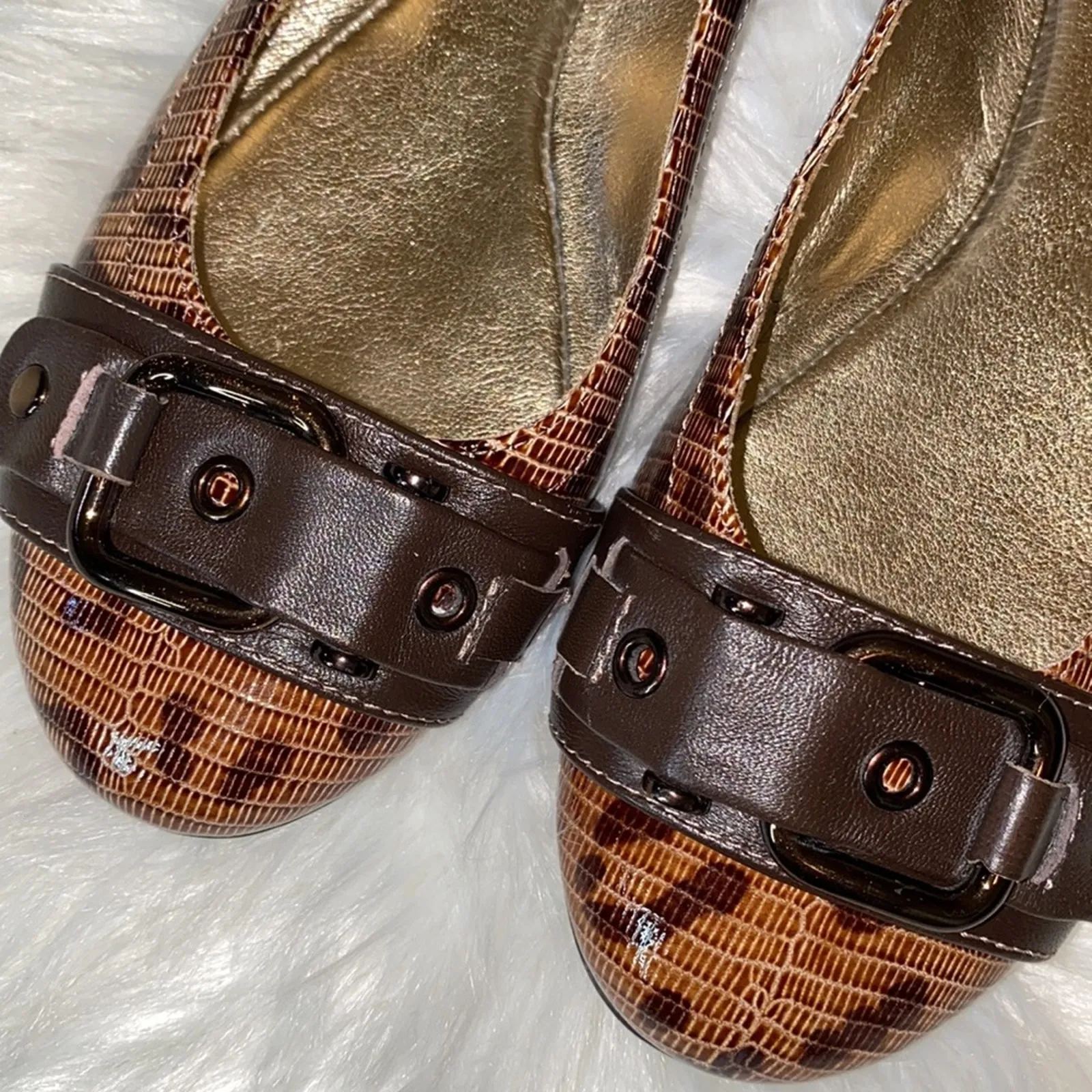 Sofft Leopard Print Flat Buckle Flats Shoes 8.5M Brown Size 8.5 - Image 3