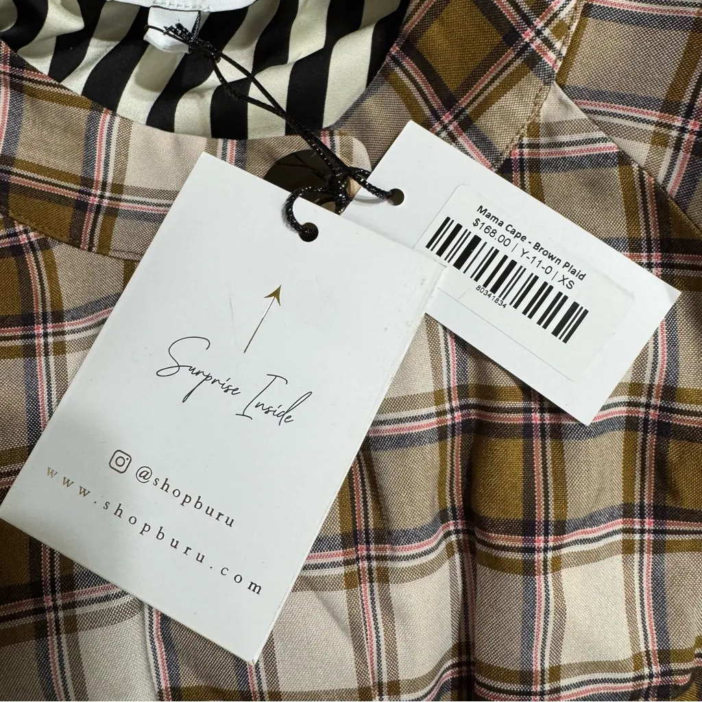 Buru Mama Cape in Brown Plaid Size XS - Image 6