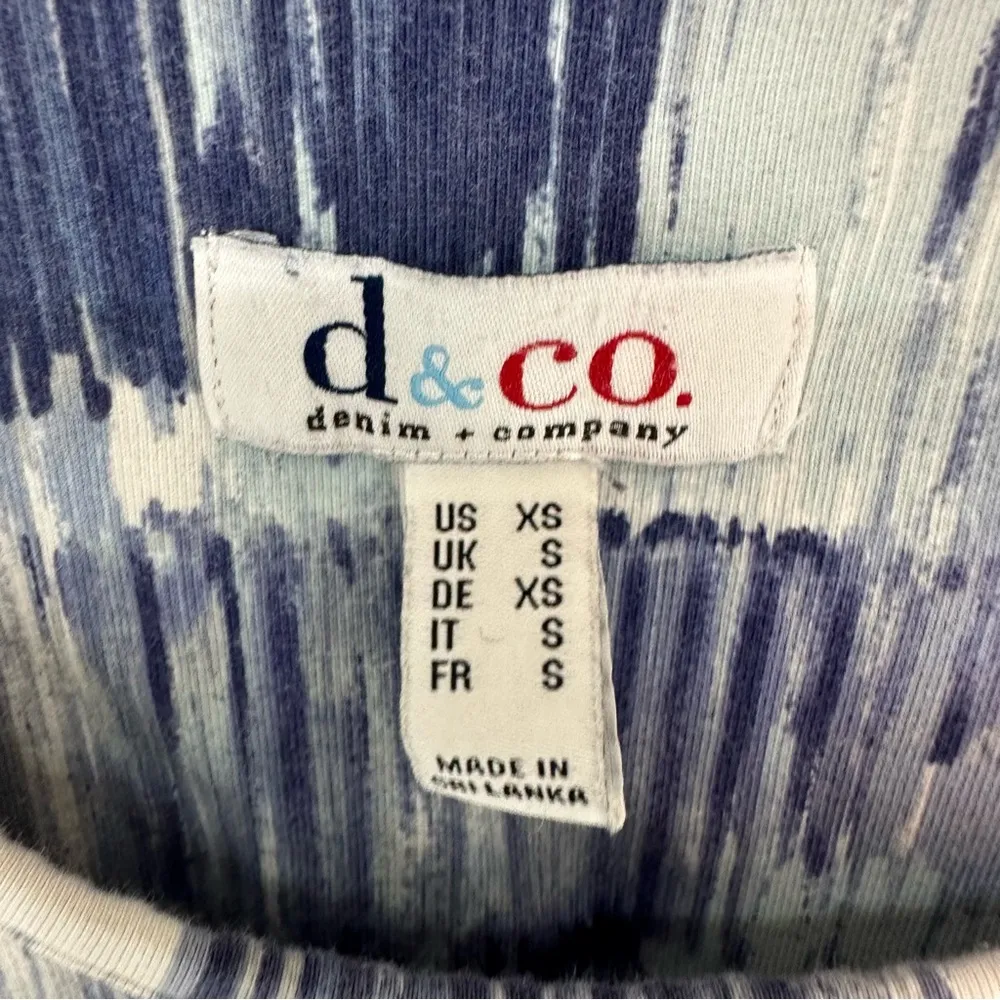 Denim & Co Abstract Print Short Sleeve Blouse Shirt Womens XS Blue - Image 3