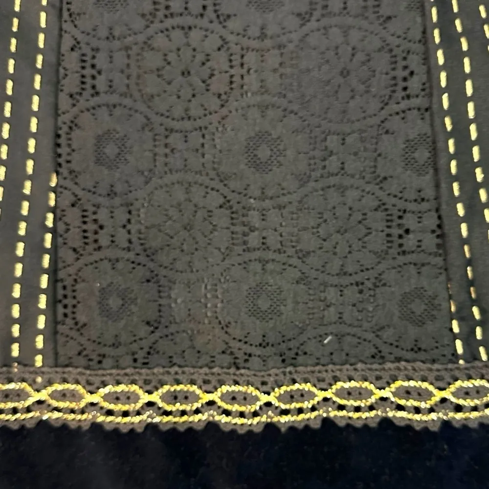 Vintage 70s Tumbleweeds Witchy Maxi Skirt Black Lace Velveteen Medium Edwardian - Image 13