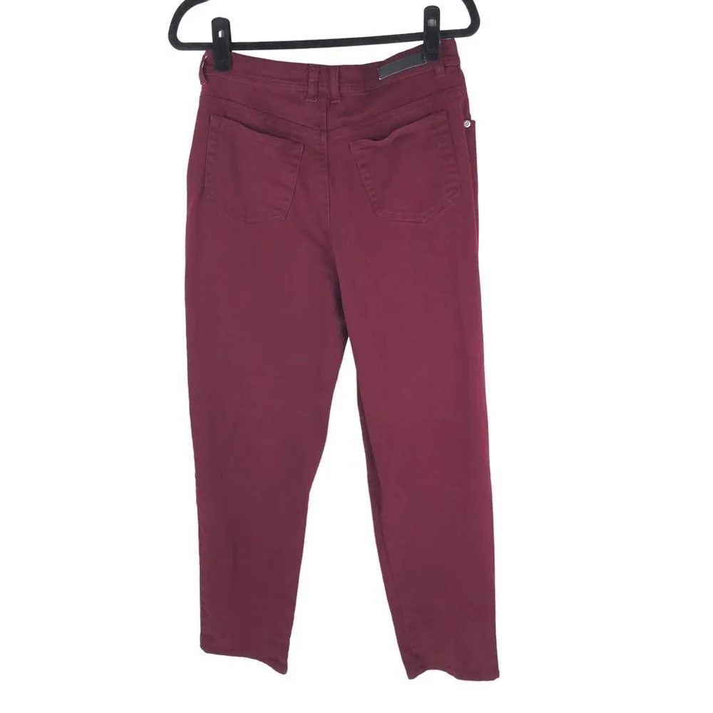 Gloria Vanderbilt Womens Mom Jeans High Rise Tapered Stretch Burgundy Red 10 - Image 2