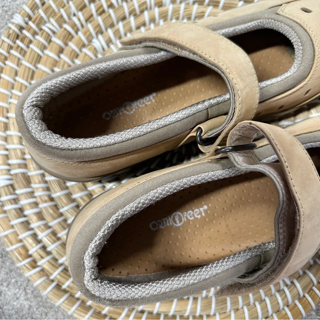 Orthofeet Women’s Leather Mary Jane Comfort Shoes Hook & Loop Strap in Mocha 8.5 Tan - Image 6