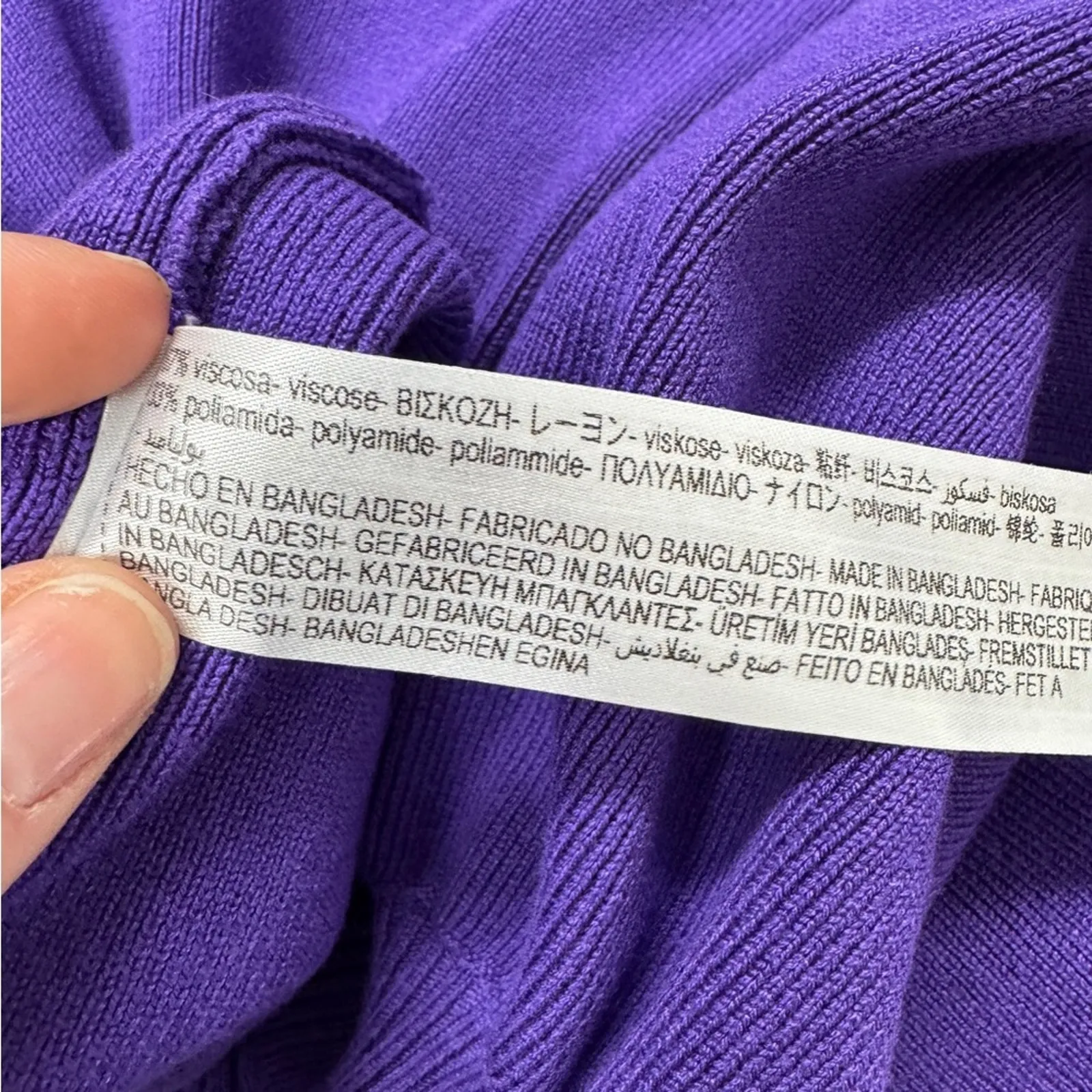 Zara Purple Long Sleeve Peplum Sweater Dress Womens S Casual Modest Ribbed Knit - Image 11