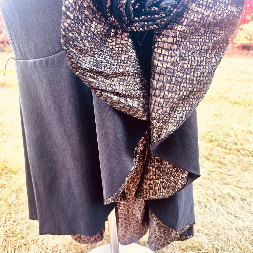 Maria Bonita Strapless Party Prom Dress Sequin Accents Black Size L - Image 9