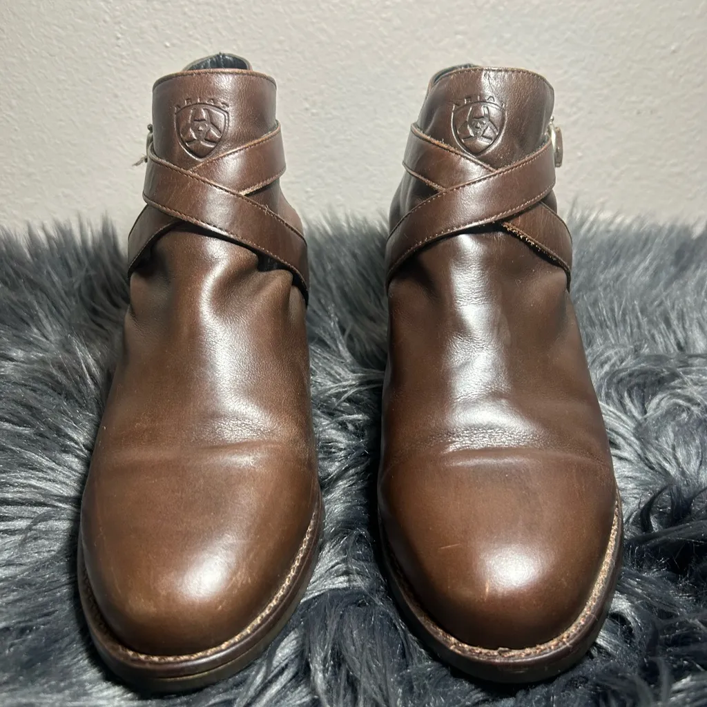 Ariat Brown Leather Windsor Strap Buckle Ankle Bootie Sz 6.5 - Image 2