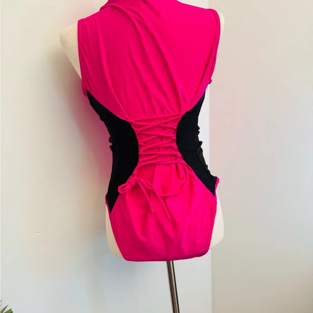 Y2K Pink Fitted Zip Front Bathing suit Size undefined - Image 5
