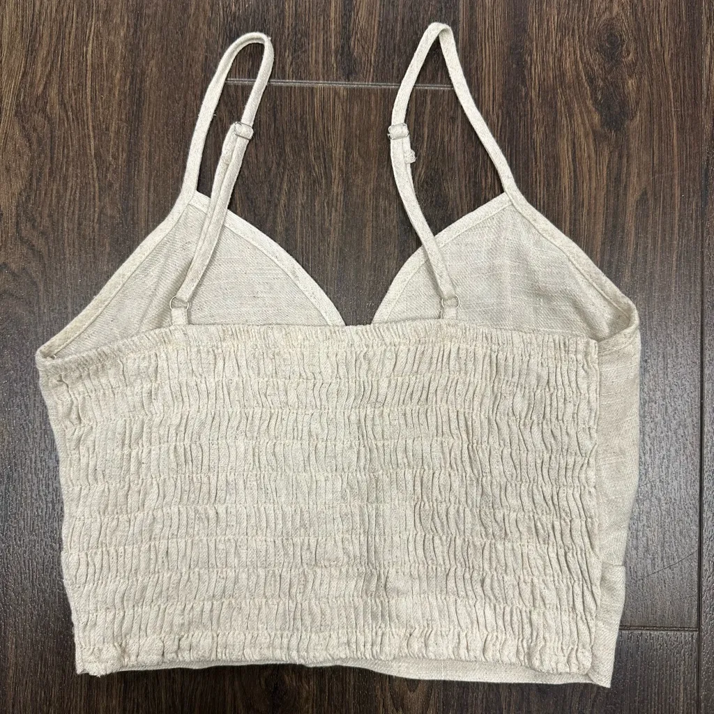 Sienna Sky Cream Linen Blend Crop Top - Image 2