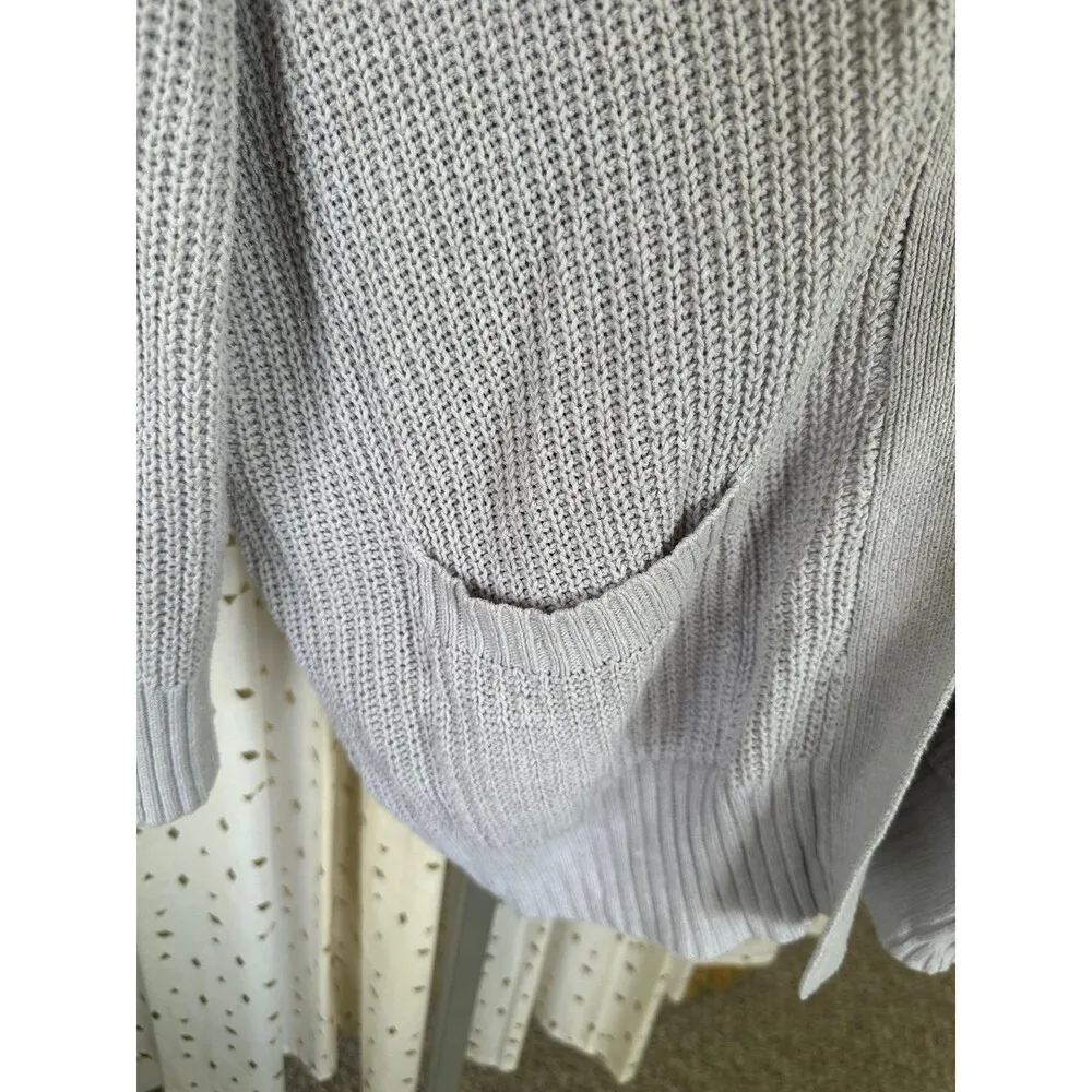 BDG Chunky Knit Open Pocket Longline Drape Oversized Cardigan Varsity Sweater XS - Image 3