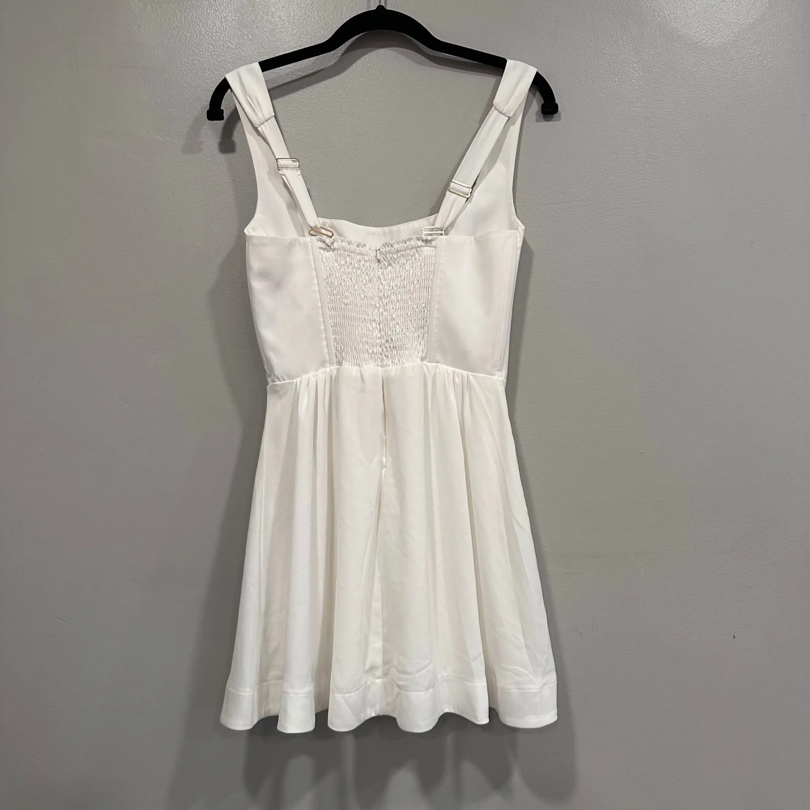 Show Me Your Mumu Nina White Corset Smocked Back Mini Dress Size S Coquette - Image 3