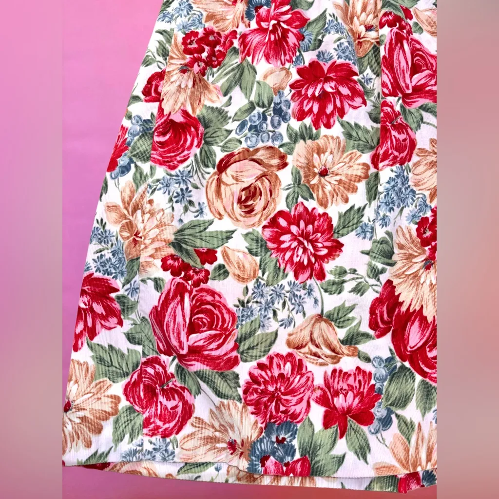 Vintage 1980s Russ Corduroy Light Pink Floral A - Image 3