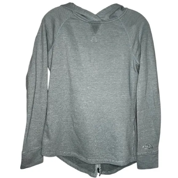 Sea foam Green Gray Pullover Hoodie Back Zipper Outdoor Sweater - Image 2