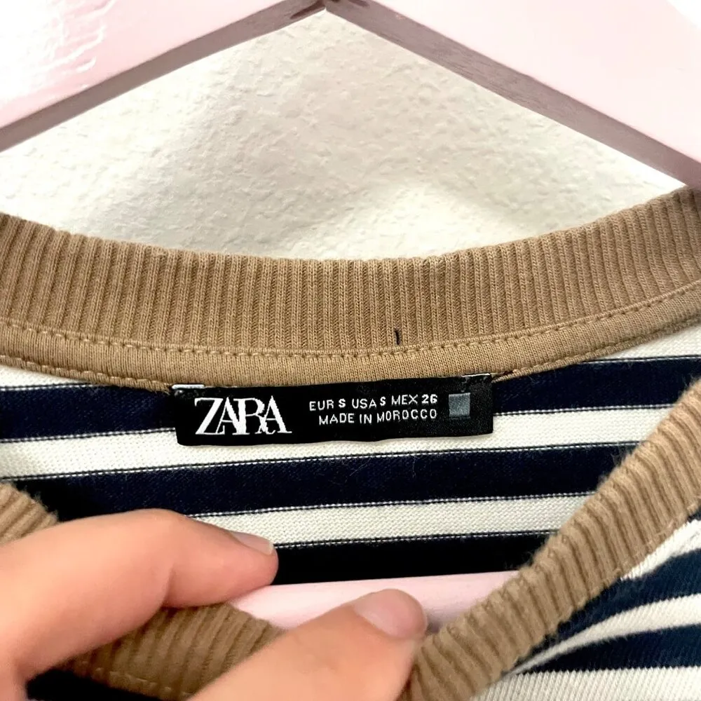 Zara St Tropez Discover the French Riviera Navy Stripe Tee Size S - Image 4