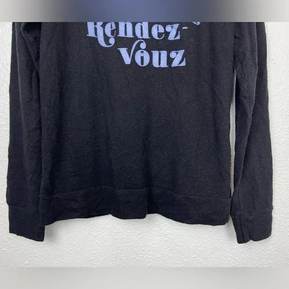 Chaser Sweatshirt Soft Pullover Medium Black Blue Coffee Lover Loungewear NWT - Image 6