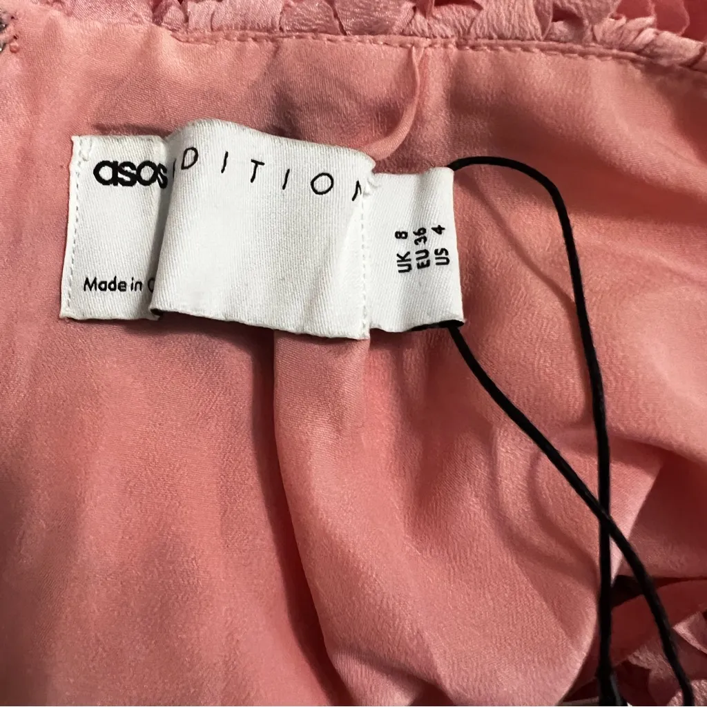 ASOS Edition Pink Floral Organza Two Piece Set Maxi Skirt & Puff Sleeve Top 4 - Image 7