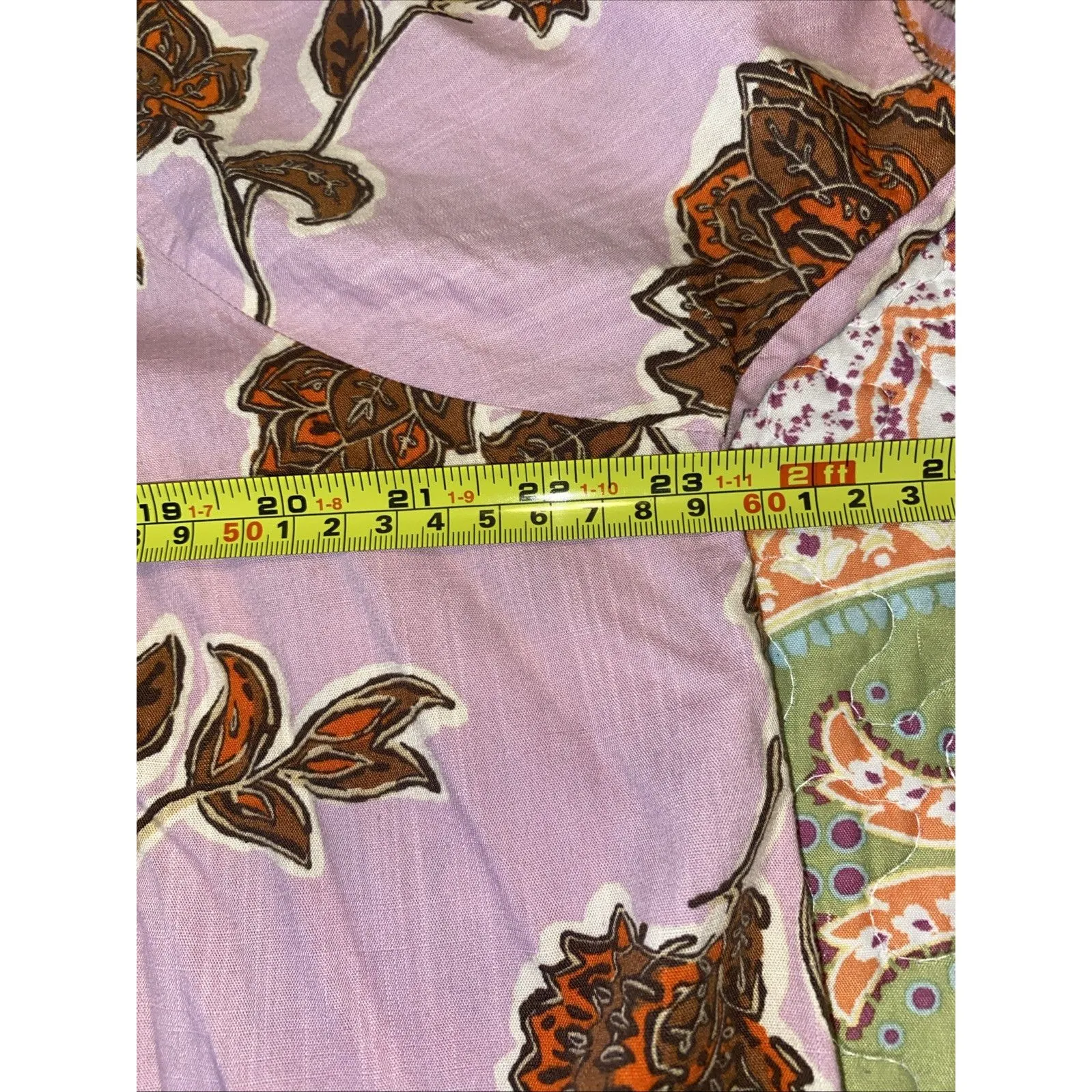 Knox Rose Dress Womens L Purple Orange Floral Boho V Neck Puff Sleeve Peasant - Image 13