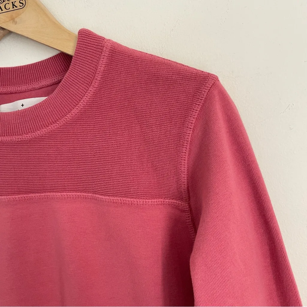 Imogene and Willie Varsity Pullover Sweatshirt Pink Dusty Rose Cotton Crewneck S - Image 4
