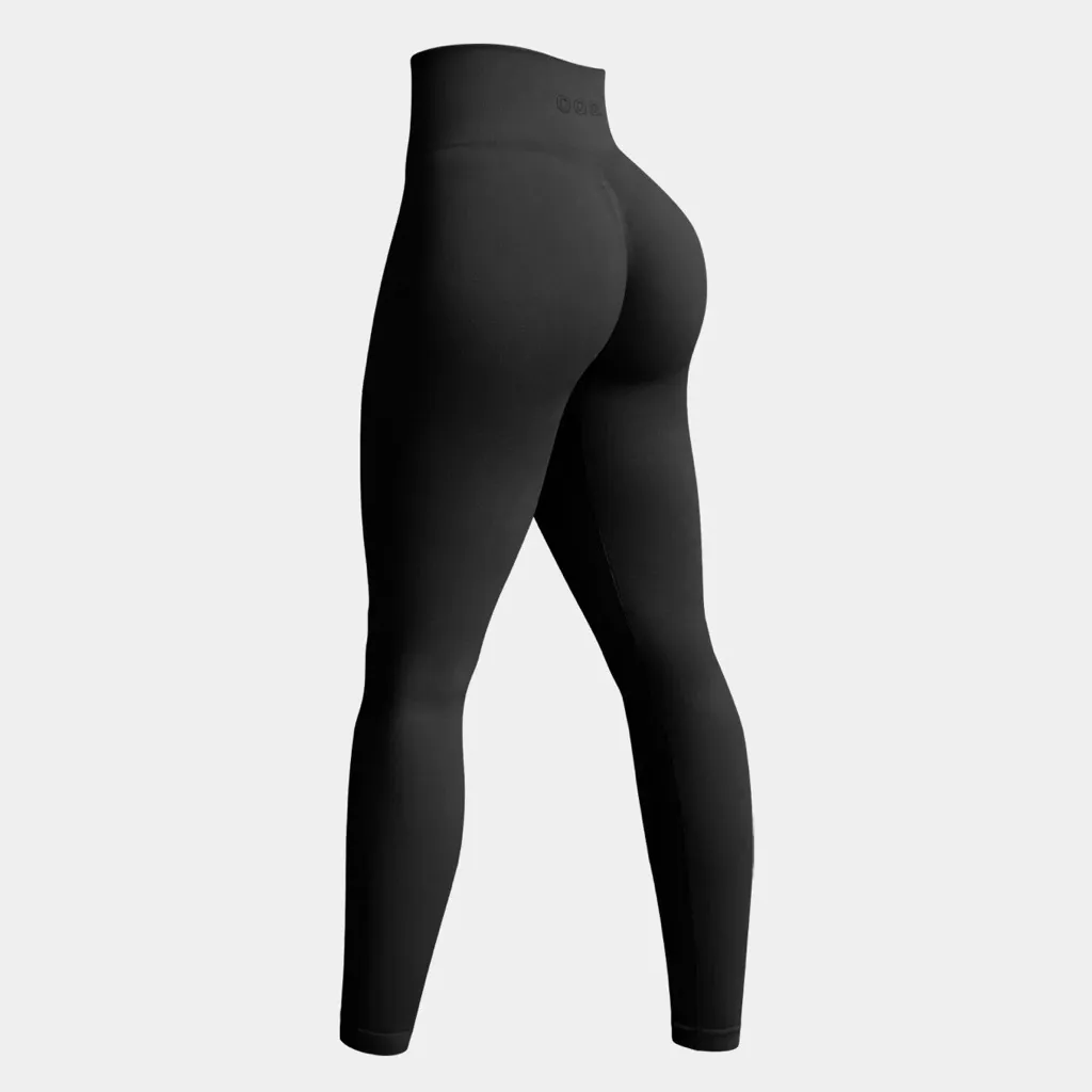 OQQ Black Seamless Butt Scrunch Leggings - Image 2