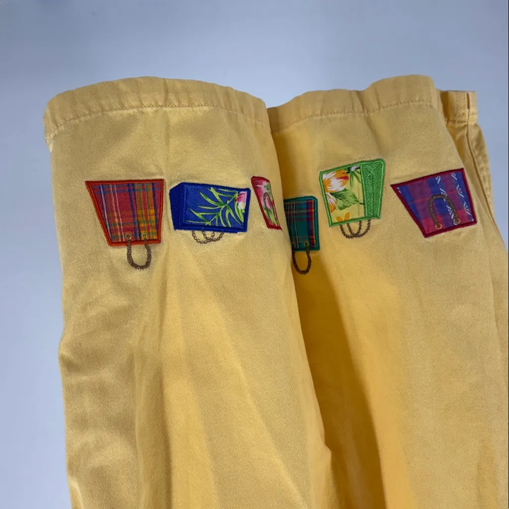 Sunny Yellow Women's embroidered shop til you drop cropped overalls L novelty Size L - Image 6