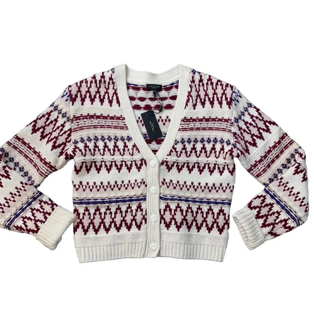 Rag & Bone cream and maroon cardigan sweater size S NWT - Image 11