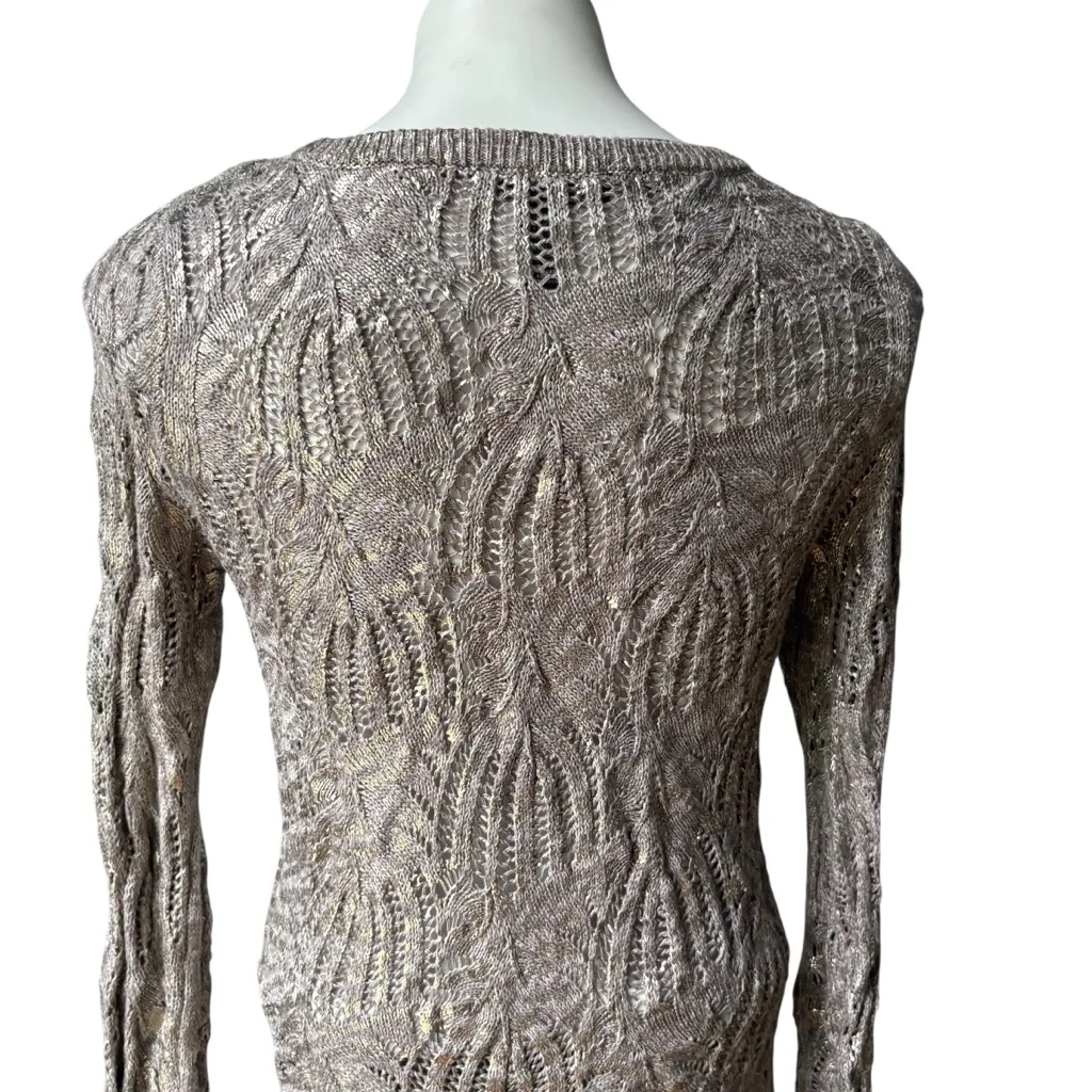 NWT, INC Coated Gold Metallic Cable Knit Crew Neck Sweater Dress or Tunic, Sz M Size M - Image 9