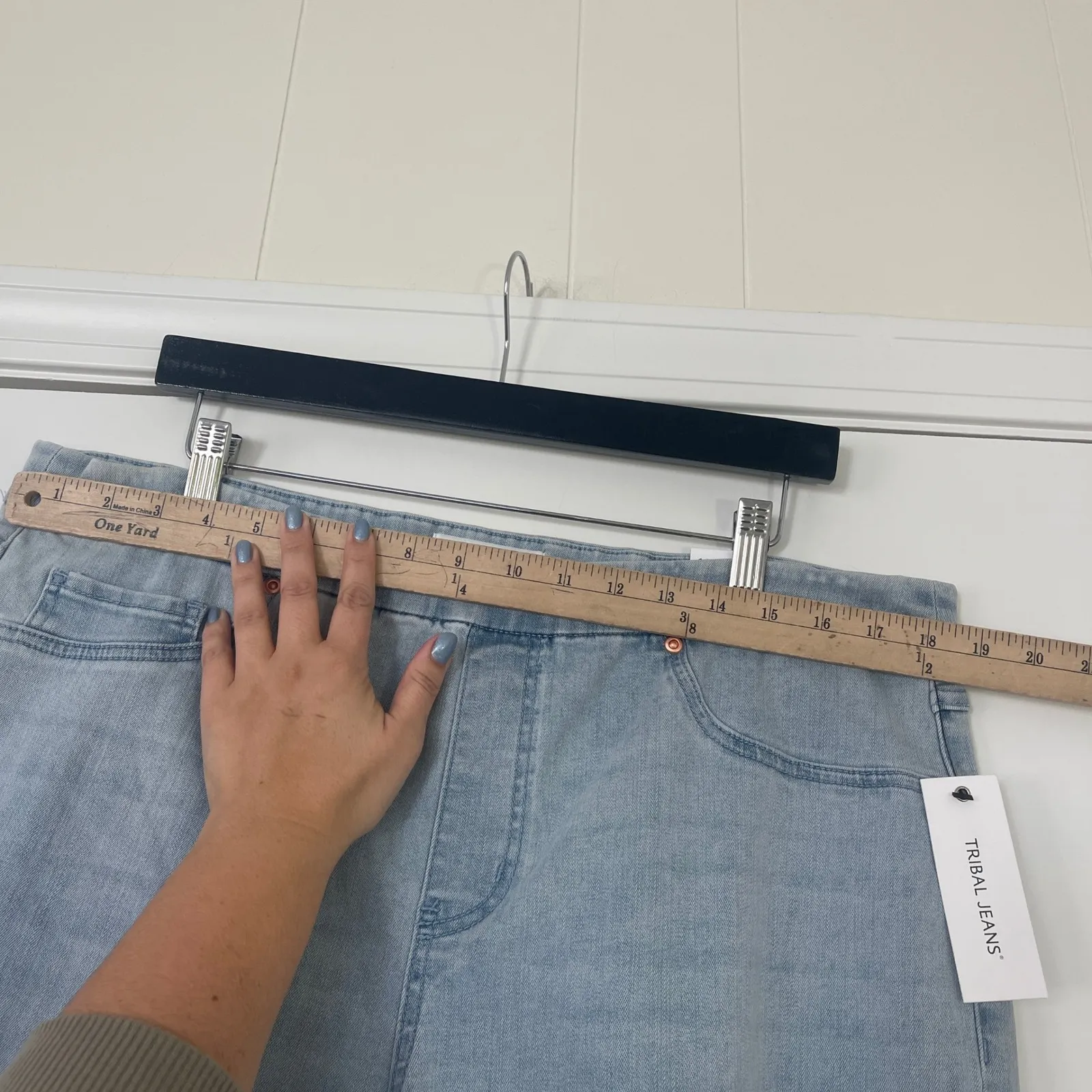 NWT Tribal Jeans Audrey Mid Rise Straight Crop Light Wash Denim Pants Size 16 Blue - Image 7