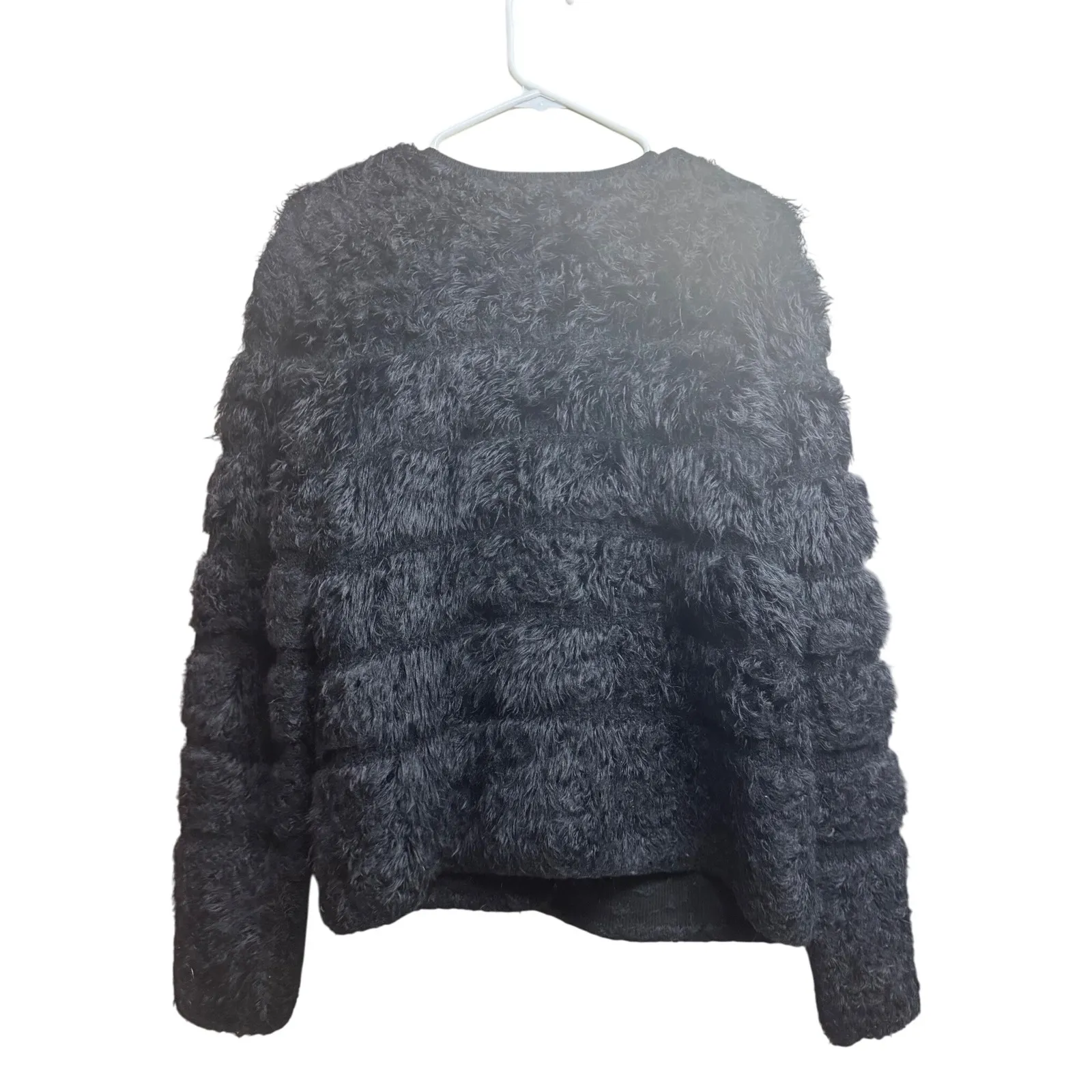 Tyler Boe Faux Fur Jacket Shaggy Cozy Open Front Cardigan Black‎ XL Black - Image 3